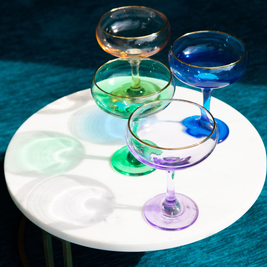 Rainbow Emerald Coupe Champagne Glass