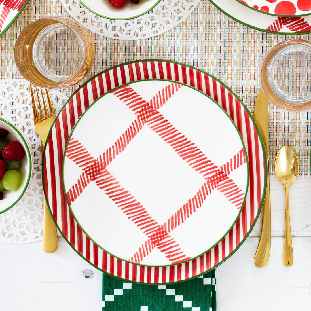 Mistletoe Stripe Dinner Plate