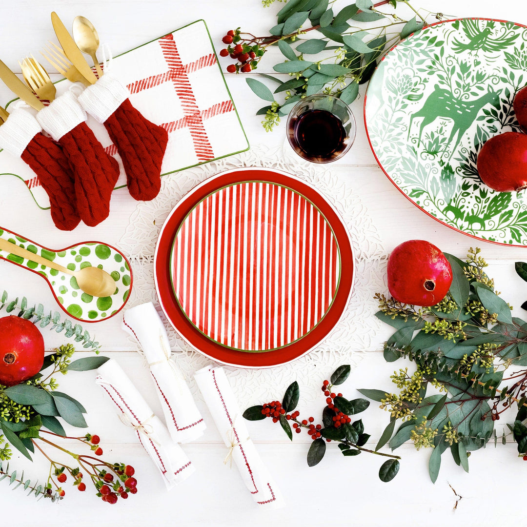 Mistletoe Stripe Salad Plate