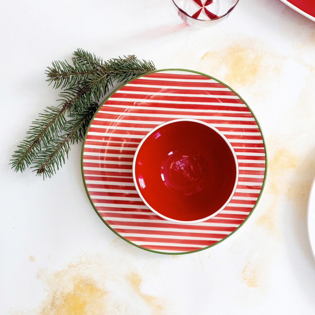 Mistletoe Stripe Salad Plate