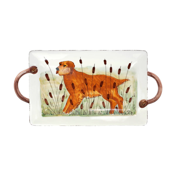 Wildlife Hunting Dog Handled Rectangular Platter