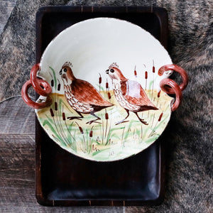 Wildlife Quail Handled Scallop Bowl