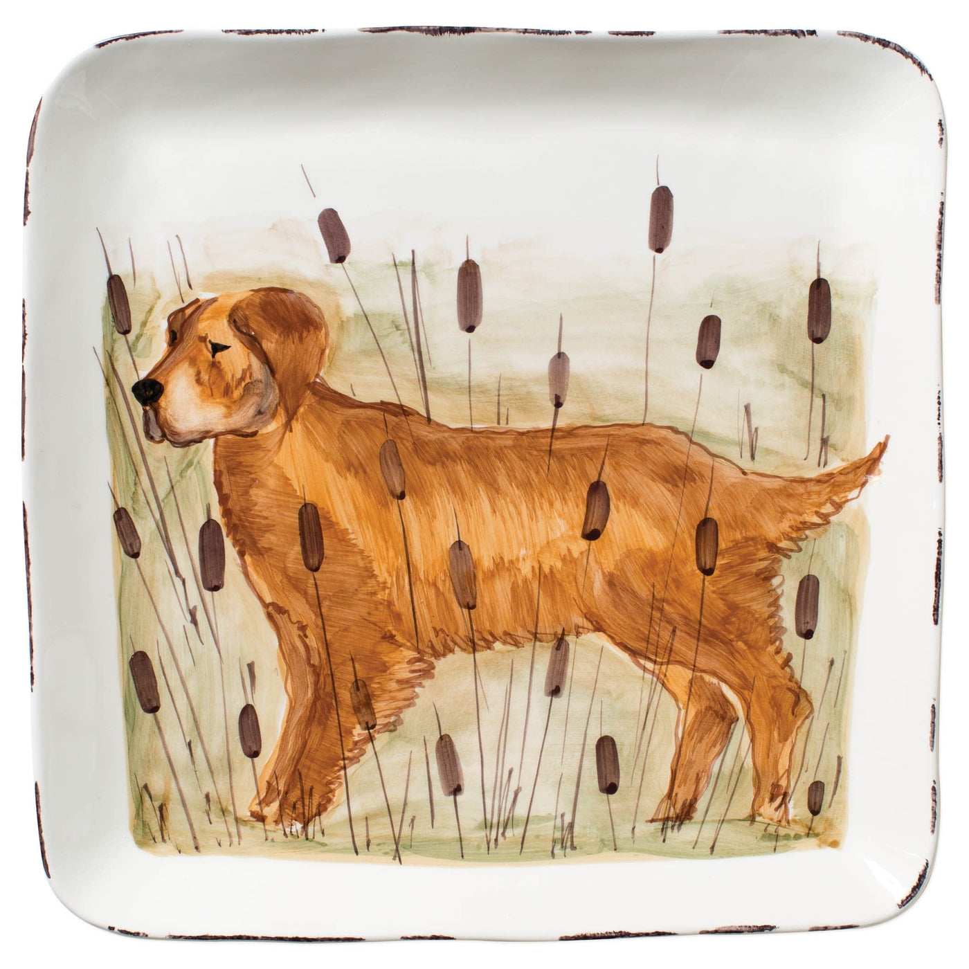 Wildlife Hunting Dog Large Square Platter by VIETRI